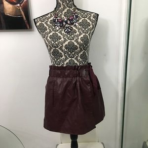 Burgundy leather skirt